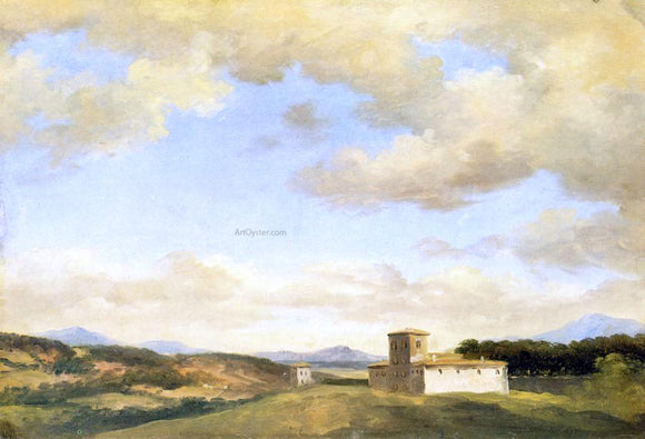  Pierre-Henri De Valenciennes Villa near Rome - Canvas Art Print