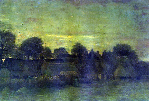  Vincent Van Gogh Village at Sunset - Canvas Art Print