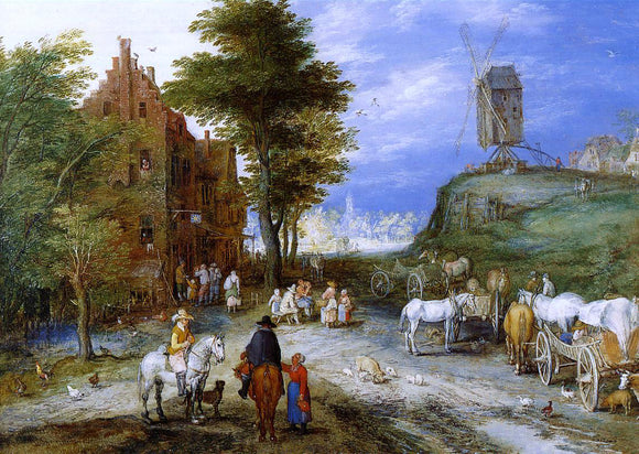  The Elder Jan Bruegel Village Entrance with Windmill - Canvas Art Print