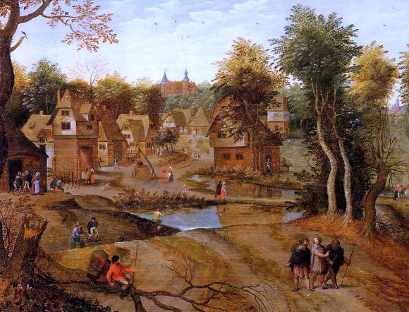  The Younger Pieter Bruegel Village Landscape with Ammaus Pilgrims - Canvas Art Print