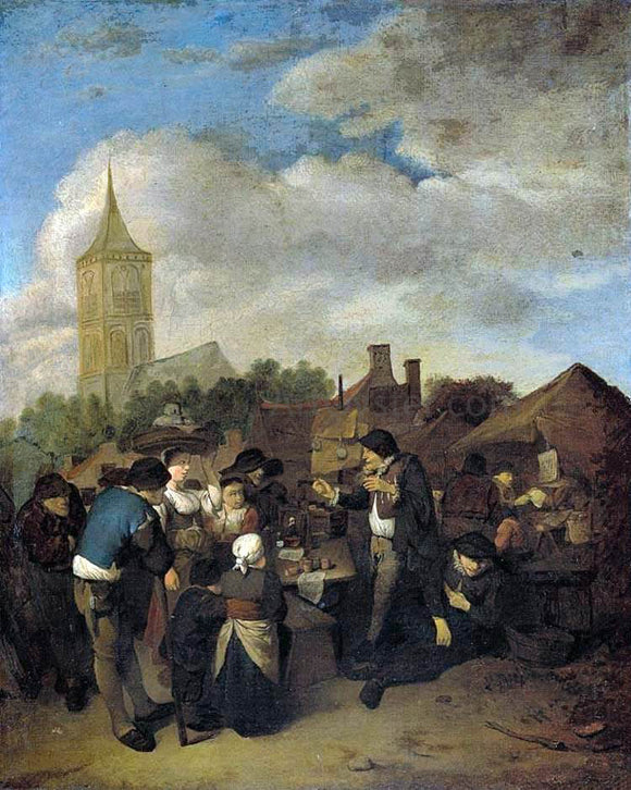  Cornelis Bega Village Market with the Quack - Canvas Art Print