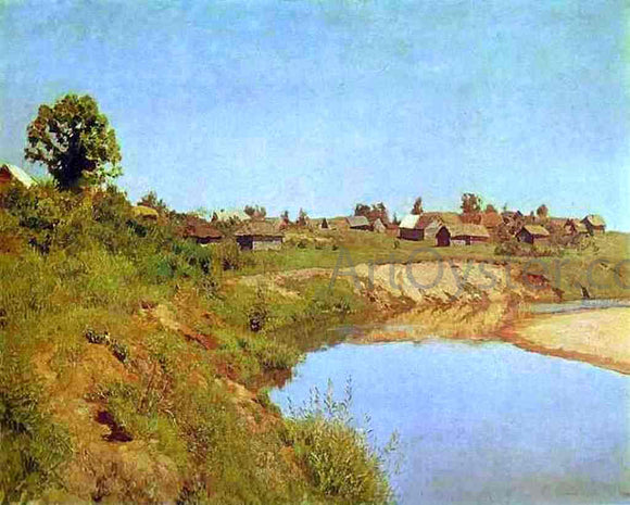  Isaac Ilich Levitan Village on the Bank of a River - Canvas Art Print