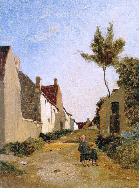  Jean Frederic Bazille Village Street (also known as Chailly) - Canvas Art Print