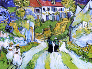 Vincent Van Gogh A Village Street and Steps in Auvers with Figures - Canvas Art Print