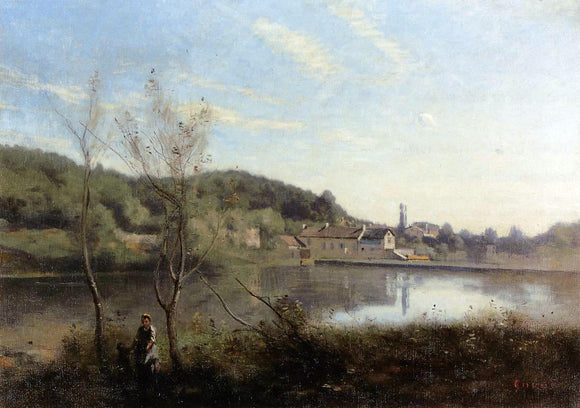  Jean-Baptiste-Camille Corot Ville d'Avray, the Large Pond and Villas - Canvas Art Print