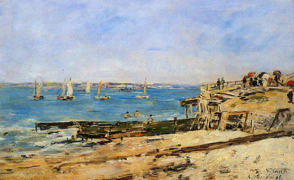  Eugene-Louis Boudin Villerville, the Shore - Canvas Art Print