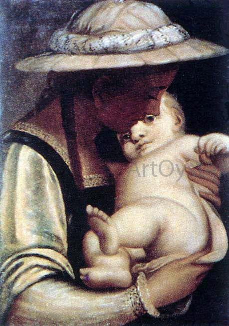  Luca Cambiaso Virgin and Child - Canvas Art Print