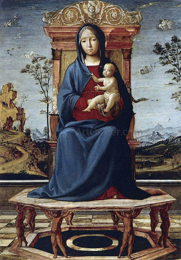  The Elder Lorenzo Costa Virgin and Child Enthroned - Canvas Art Print