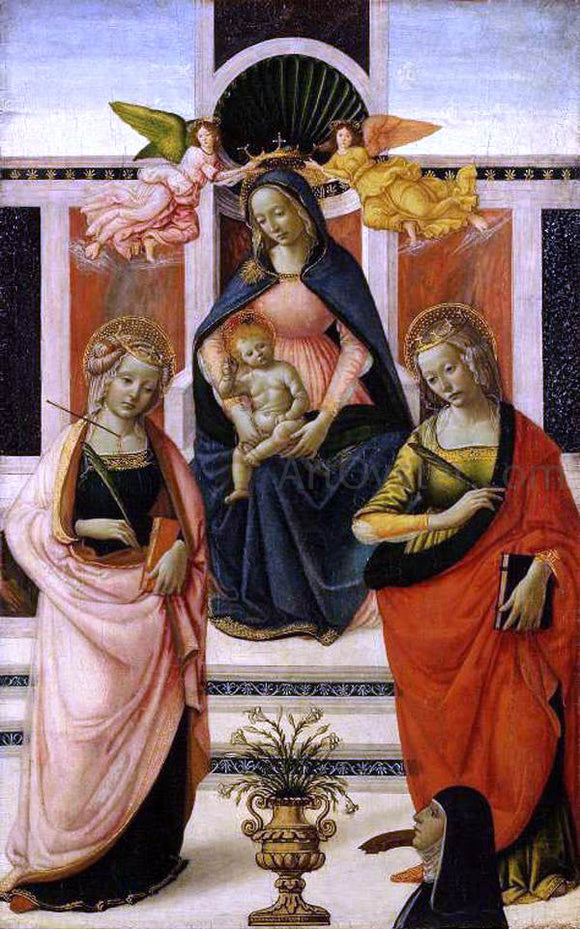  Davide Ghirlandaio Virgin and Child Enthroned between St Ursula and St Catherine - Canvas Art Print