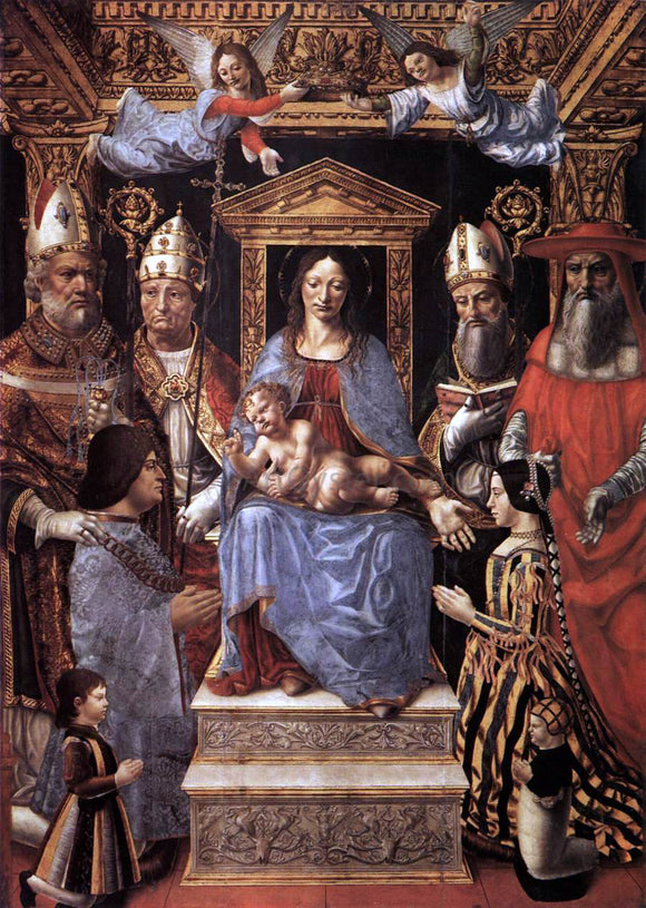  Unknown (4) Masters Virgin and Child Enthroned with the Doctors of the Church - Canvas Art Print