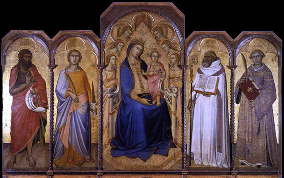  Niccolo Di Ser Sozzo Virgin and Child with Saints - Canvas Art Print