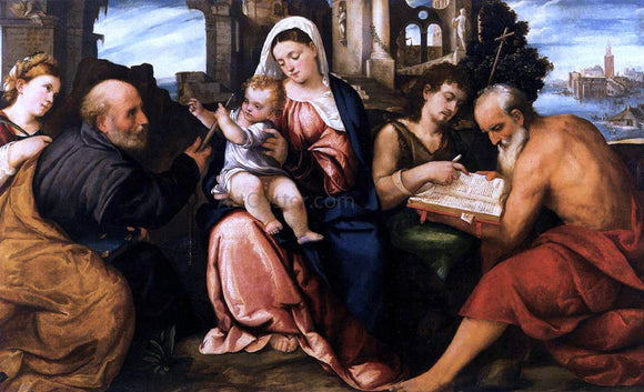  Bonifazio Veronese Virgin and Child with Saints - Canvas Art Print