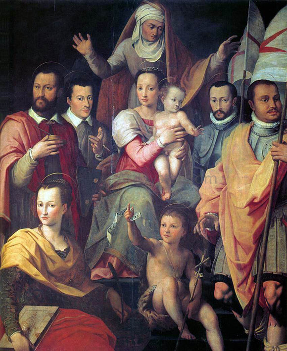  Giovanni Maria Butteri Virgin and Child with St Anne and Members of the Medici Family as Saints - Canvas Art Print