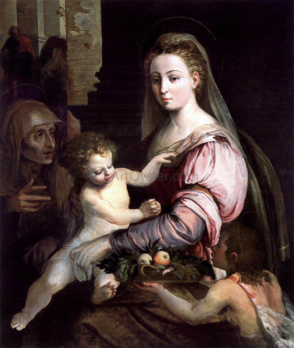  Lambert Sustris Virgin and Child with St Anne and the Infant St John - Canvas Art Print