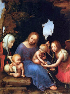  Unknown (4) Masters Virgin and Child with Sts Elizabeth, John and Michael - Canvas Art Print
