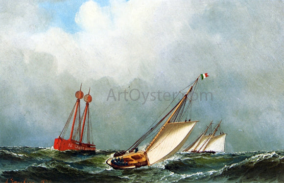  Antonio Jacobsen Vision and Dauntless off Sandy Hook Lightship - Canvas Art Print