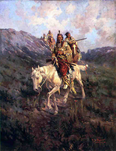  Edgar Samuel Paxson Visit to Another Tribe - Canvas Art Print