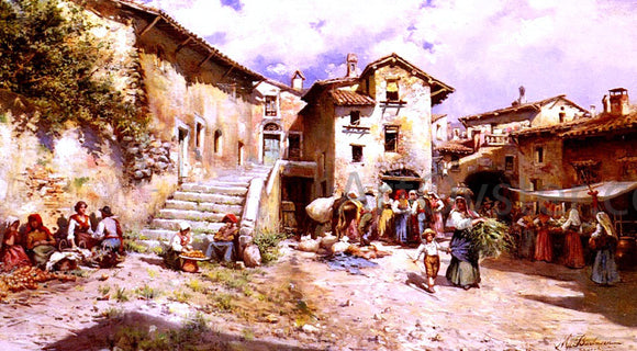  Mariano Barbasan Vista Rural De Los Alrededores De Un Pueblo De Roma - Canvas Art Print