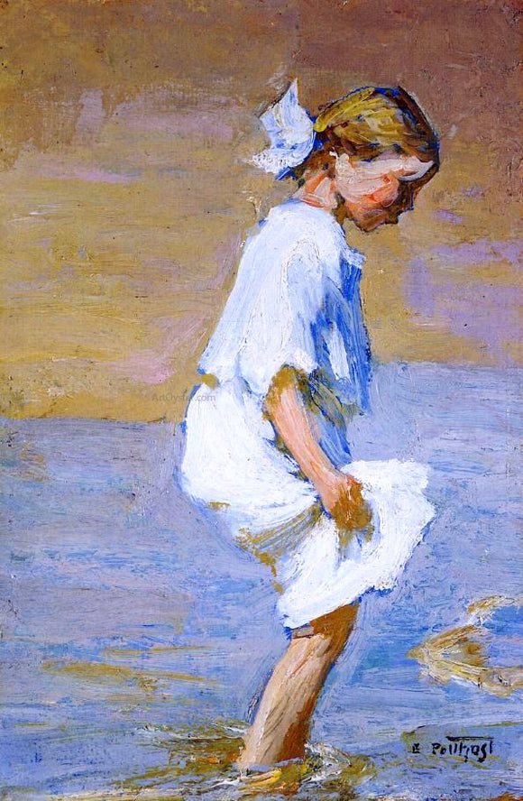  Edward Potthast Wading at the Shore - Canvas Art Print