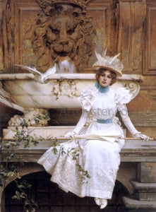  Vittorio Matteo Corcos Waiting by the Fountain - Canvas Art Print