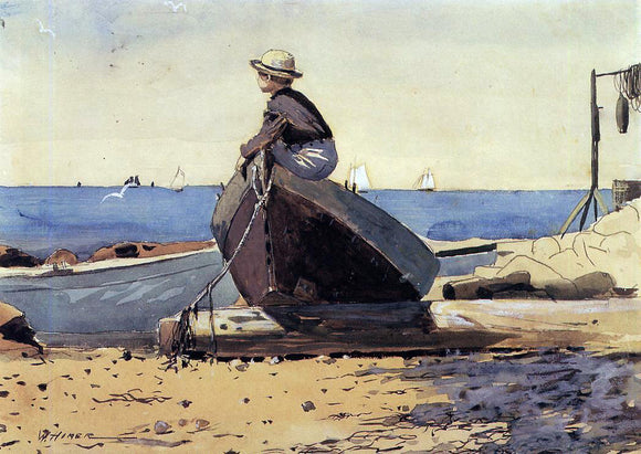  Winslow Homer Waiting for Dad (also known as Longing) - Canvas Art Print