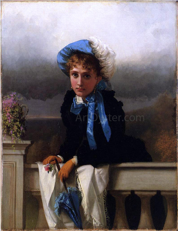  John George Brown Waiting for Her Suiter - Canvas Art Print