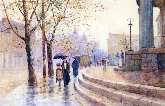  Paul Sawyier Walking in the Rain - Canvas Art Print