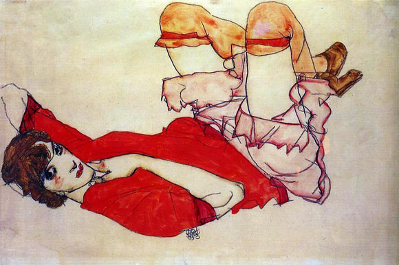  Egon Schiele Wally with a Red Blouse - Canvas Art Print