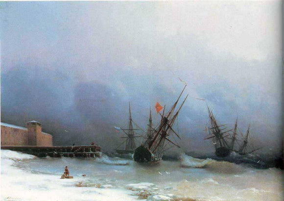  Ivan Constantinovich Aivazovsky Warning of Storm - Canvas Art Print