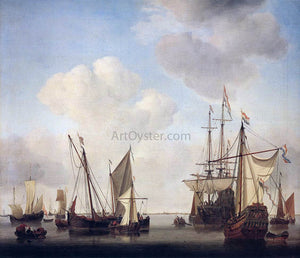  The Younger Willem Van de  Velde Warships at Amsterdam - Canvas Art Print