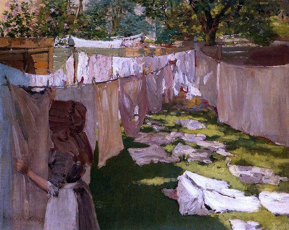  William Merritt Chase Wash Day - A Back Yard Reminiscence of Brooklyn - Canvas Art Print