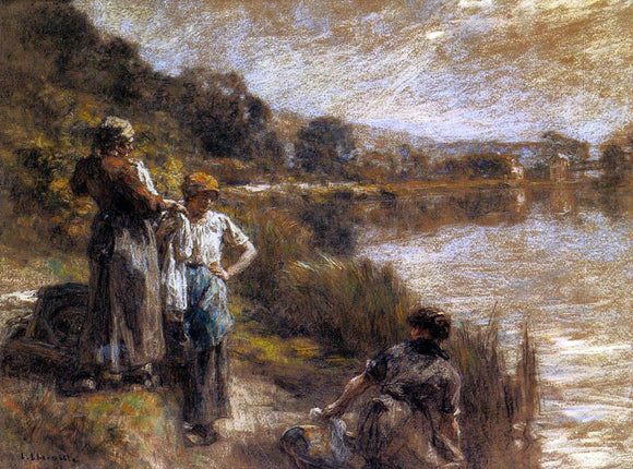  Leon Augustin L'hermitte) Washerwomen on the Banks of the Marne - Canvas Art Print