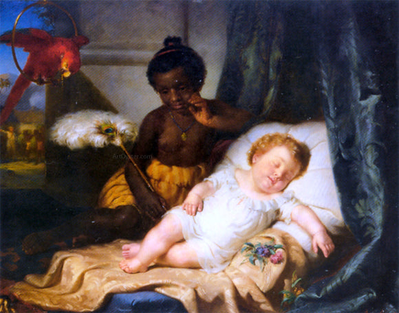  Hermann Brucke Watching The Baby Sleep - Canvas Art Print