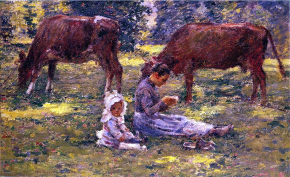  Theodore Robinson Watching the Cows - Canvas Art Print