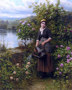  Daniel Ridgway Knight Watering the Garden - Canvas Art Print