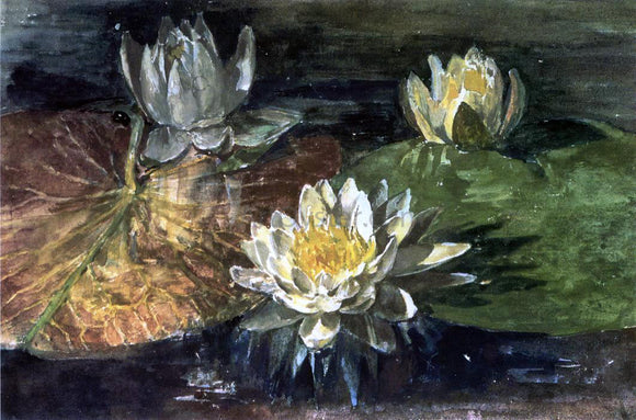  John La Farge Water-Lilies, Red and Green Pads - Canvas Art Print