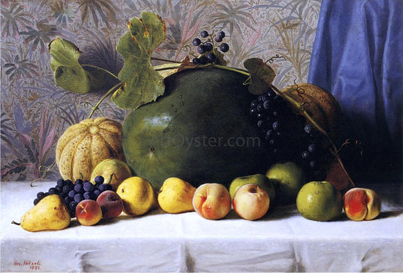  George Hetzel Watermelon, Cantaloupes, Grapes and Apples - Canvas Art Print