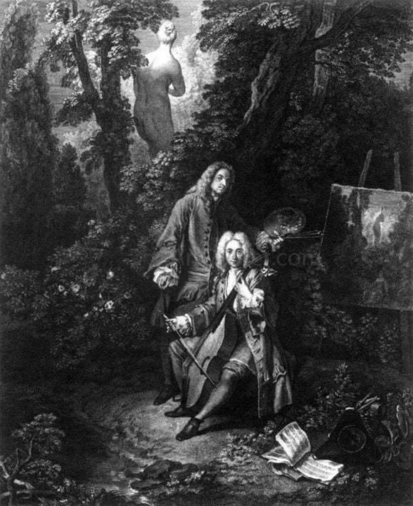  Nicolas-Henry Tardieu Watteau and his Friend Monsieur de Jullienne - Canvas Art Print