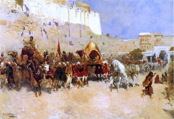  Edwin Lord Weeks Wedding Procession, Jodhpur - Canvas Art Print