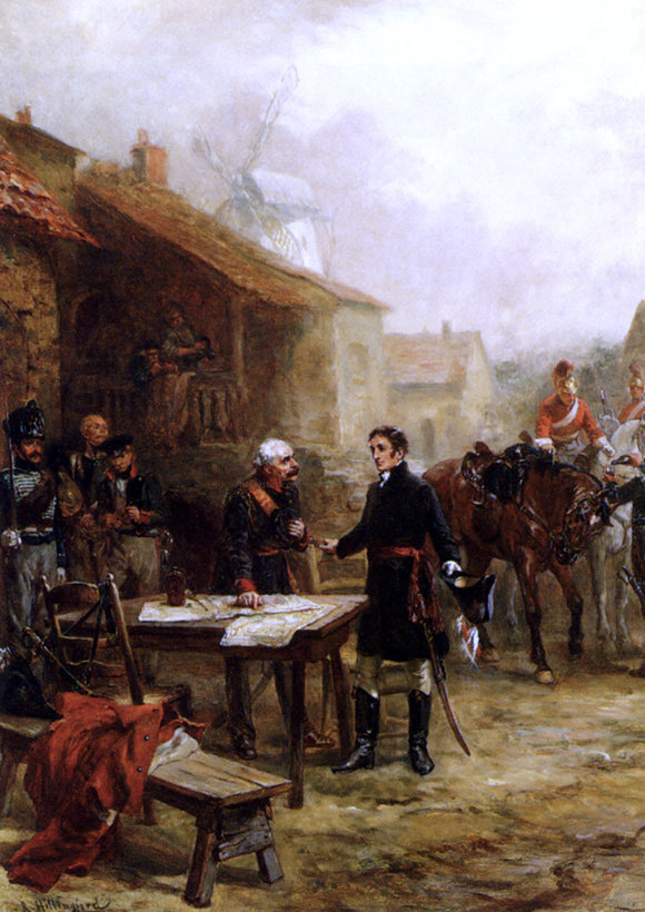  Robert Alexander Hillingford Wellington And Blucher Meeting Before The Battle Of Waterloo - Canvas Art Print