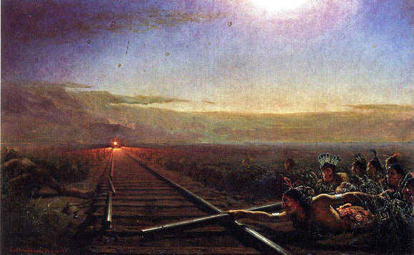  Theodore Kaufmann Westward the Star of Empire (also known as Railway Train Attacked by Idians) - Canvas Art Print