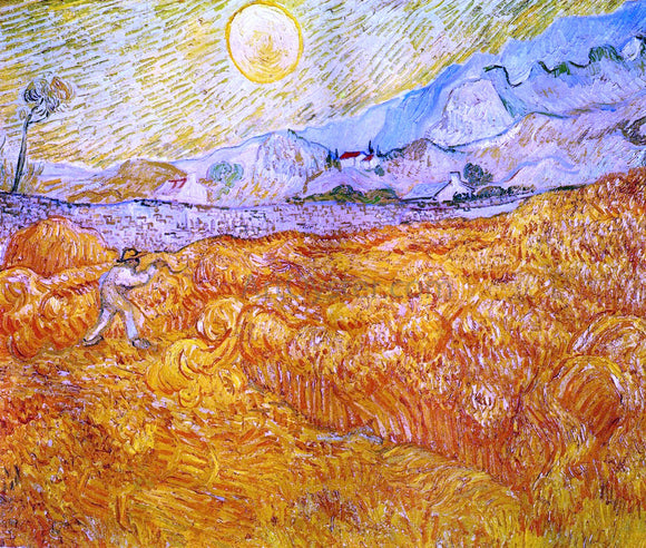  Vincent Van Gogh Wheat Field behind Saint-Paul Hospital with a Reaper - Canvas Art Print