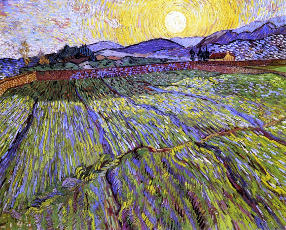  Vincent Van Gogh A Wheat Field with Rising Sun - Canvas Art Print
