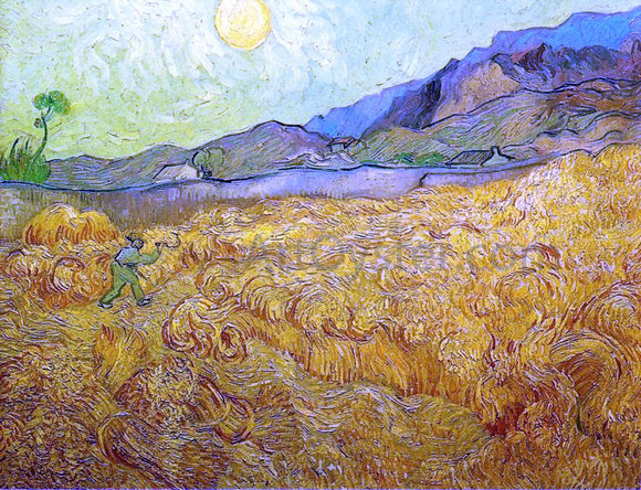  Vincent Van Gogh Wheat Fields with Reaper at Sunrise - Canvas Art Print