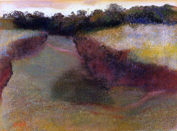  Edgar Degas Wheatfield and Line of Trees - Canvas Art Print