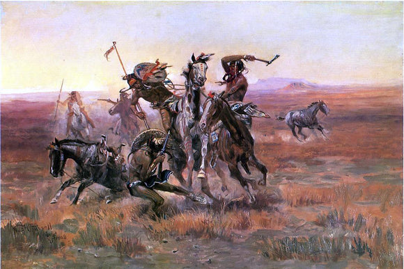  Charles Marion Russell When Blackfeet and Sioux Meet - Canvas Art Print