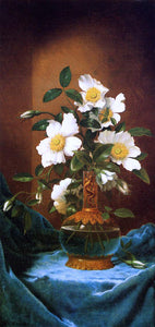  Martin Johnson Heade White Cherokee Roses in a Salamander Vase - Canvas Art Print