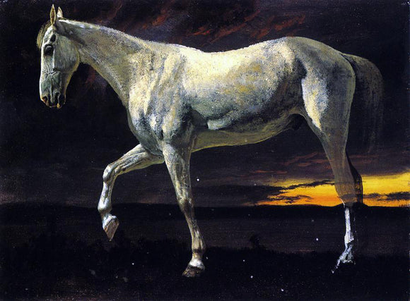  Albert Bierstadt A White Horse and Sunset - Canvas Art Print
