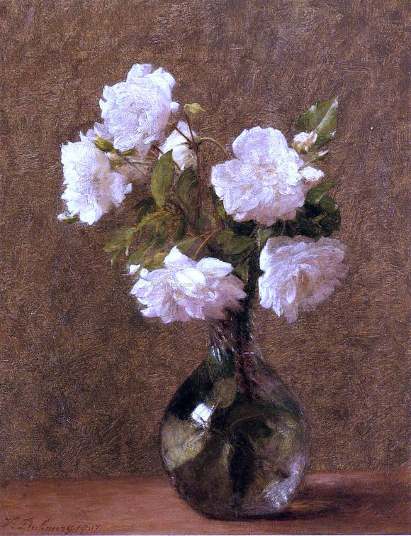  Victoria Dubourg Fantin-Latour White Roses in a Vase - Canvas Art Print