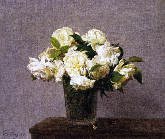  Henri Fantin-Latour White Roses in a Vase - Canvas Art Print